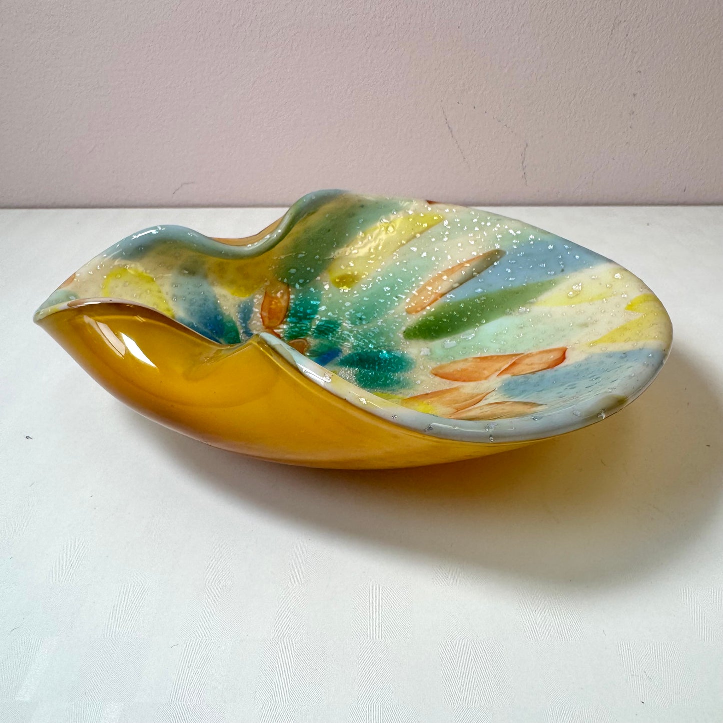 Vintage Yellow Tutti Frutti Murano Glass Bowl