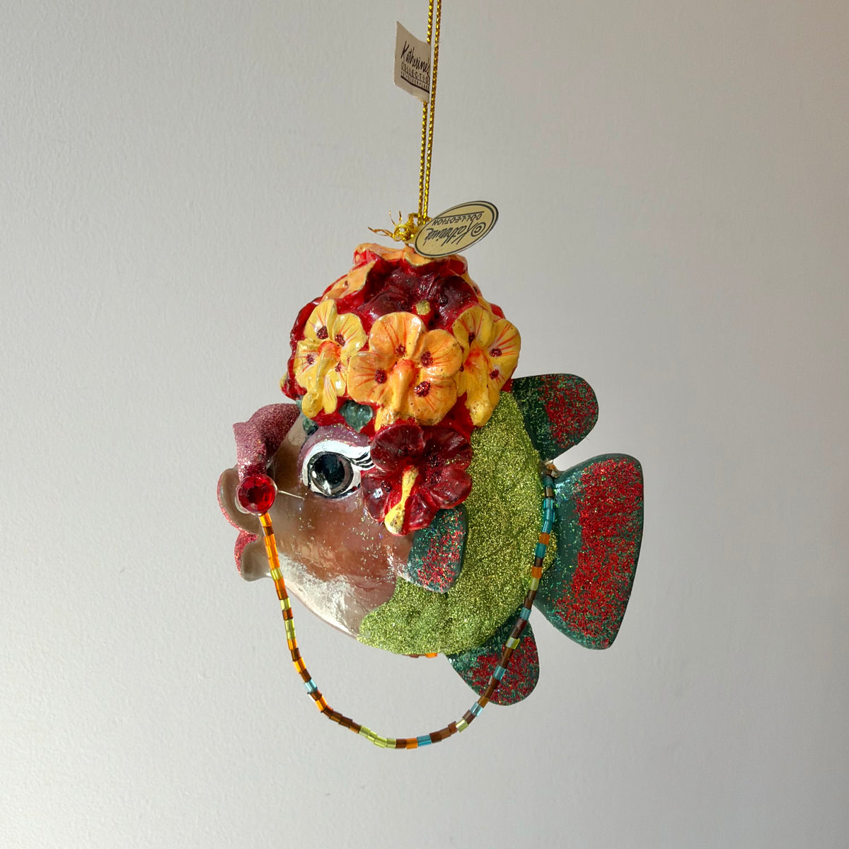 Vintage Katherine's Collection Carmen Miranda Kissing Fish Ornament