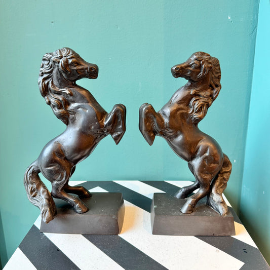 Pair of Vintage Metal Horse Bookends