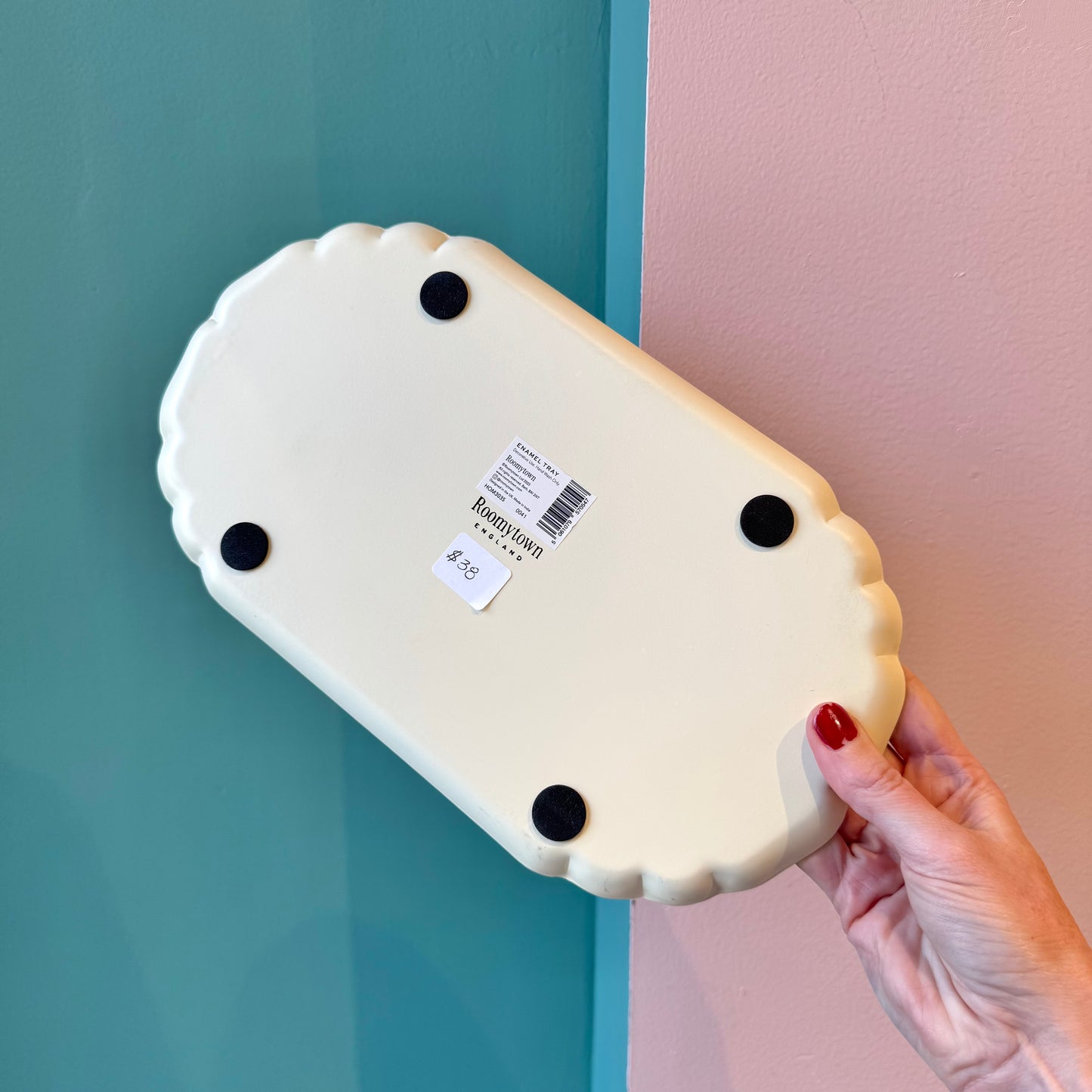 Festival of Flowers Scalloped Enamel Tray by Roomytown London