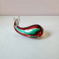 Vintage Murano Glass Style Red and Aqua Blue Whale Paperweight