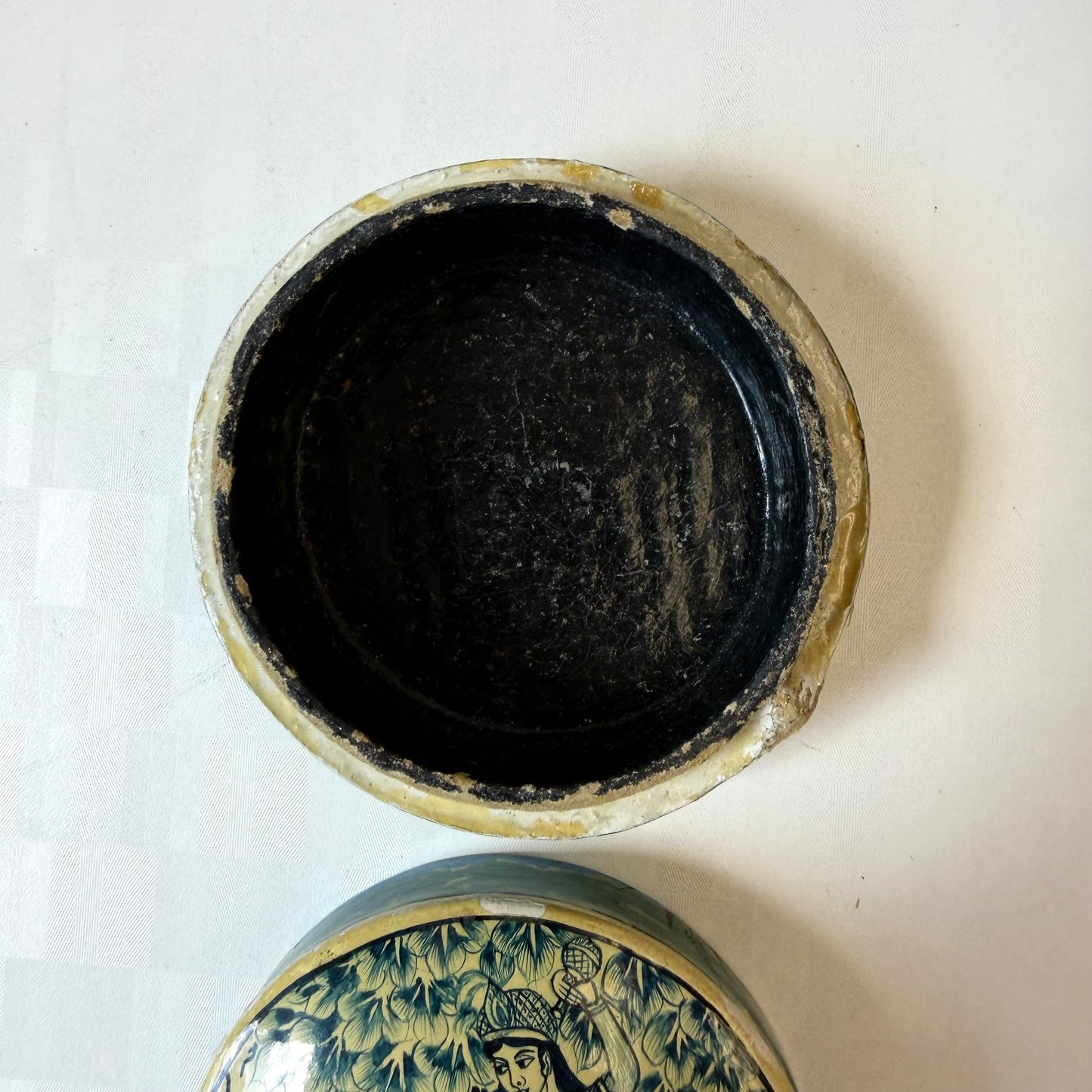Vintage Hand Painted Lacquer Kashmir Trinket Box