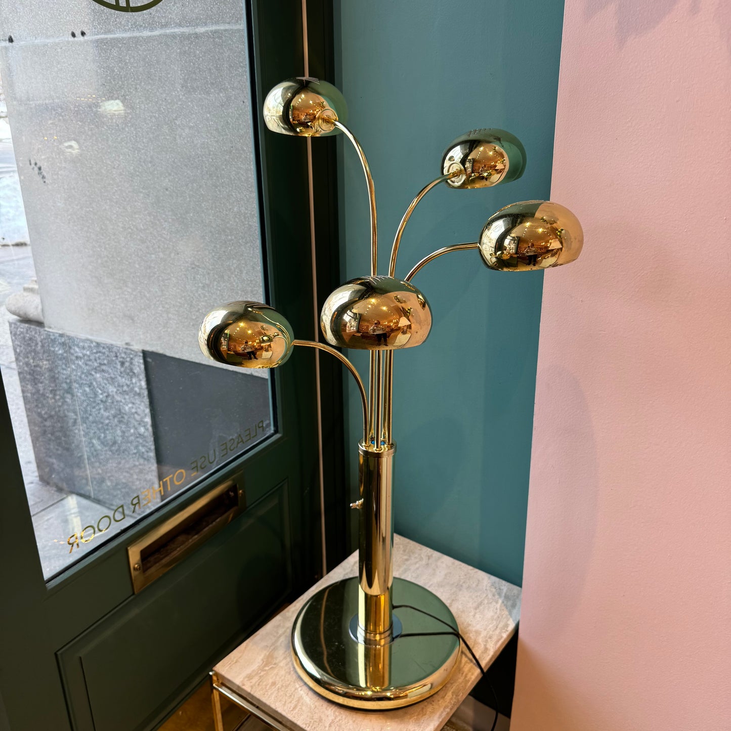 Vintage Five-Headed Brass Table Lamp