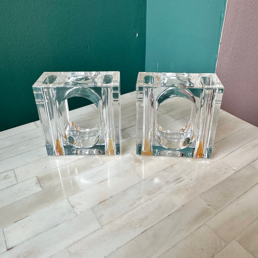 Pair of Vintage Square Lucite Salt and Pepper Shakers
