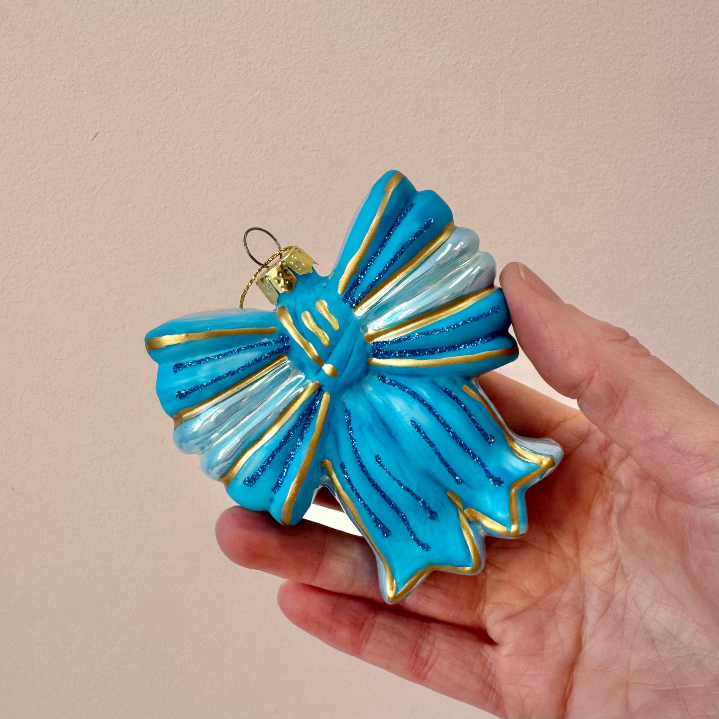 Sparkling Satin Bow Glass Ornament