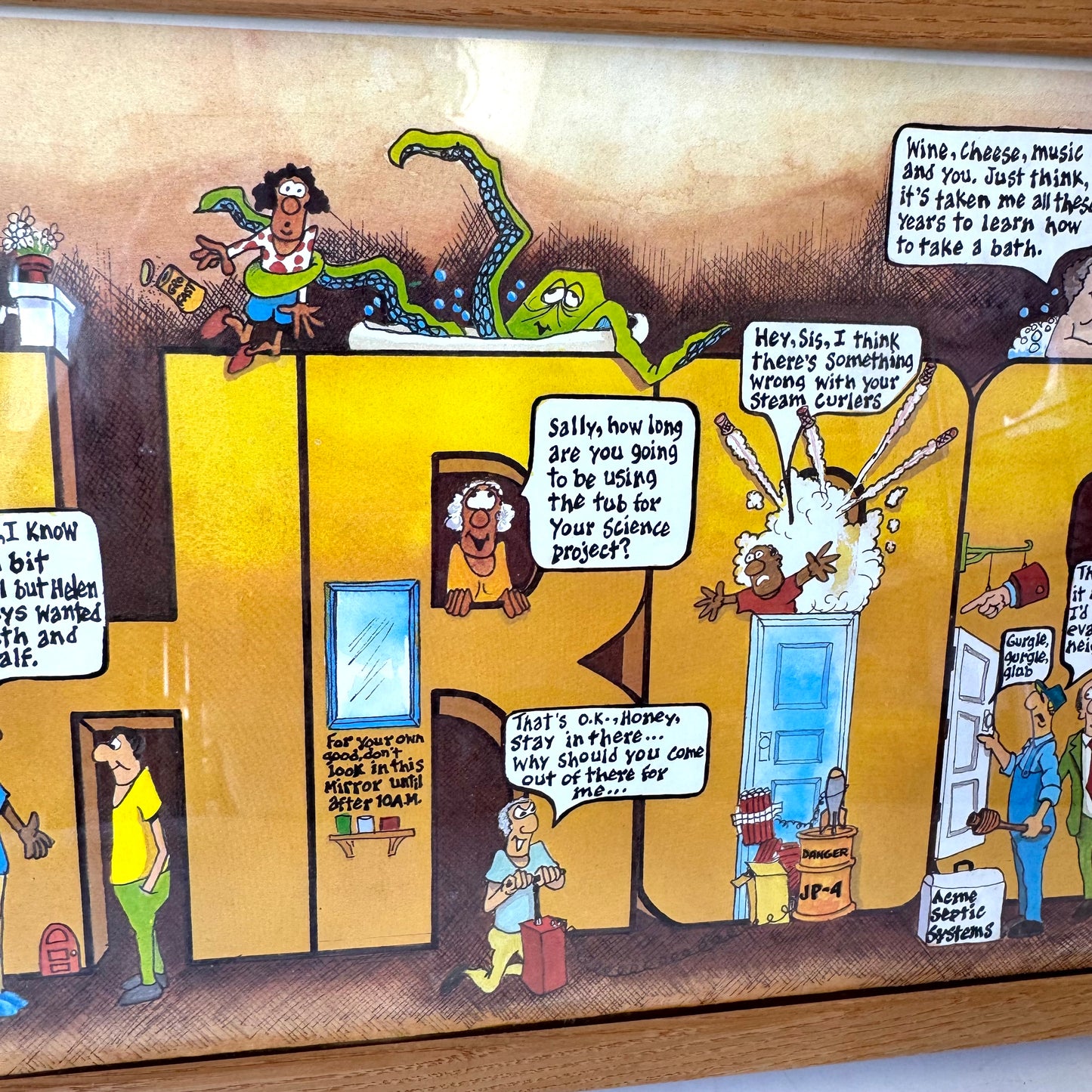 Vintage Framed “Bathroom” Print by Peter Mulcahy of Peter Prints C.1981