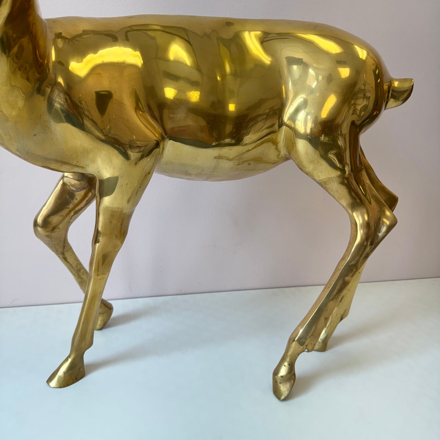 Vintage Extra Large Brass Stag Deer Statue