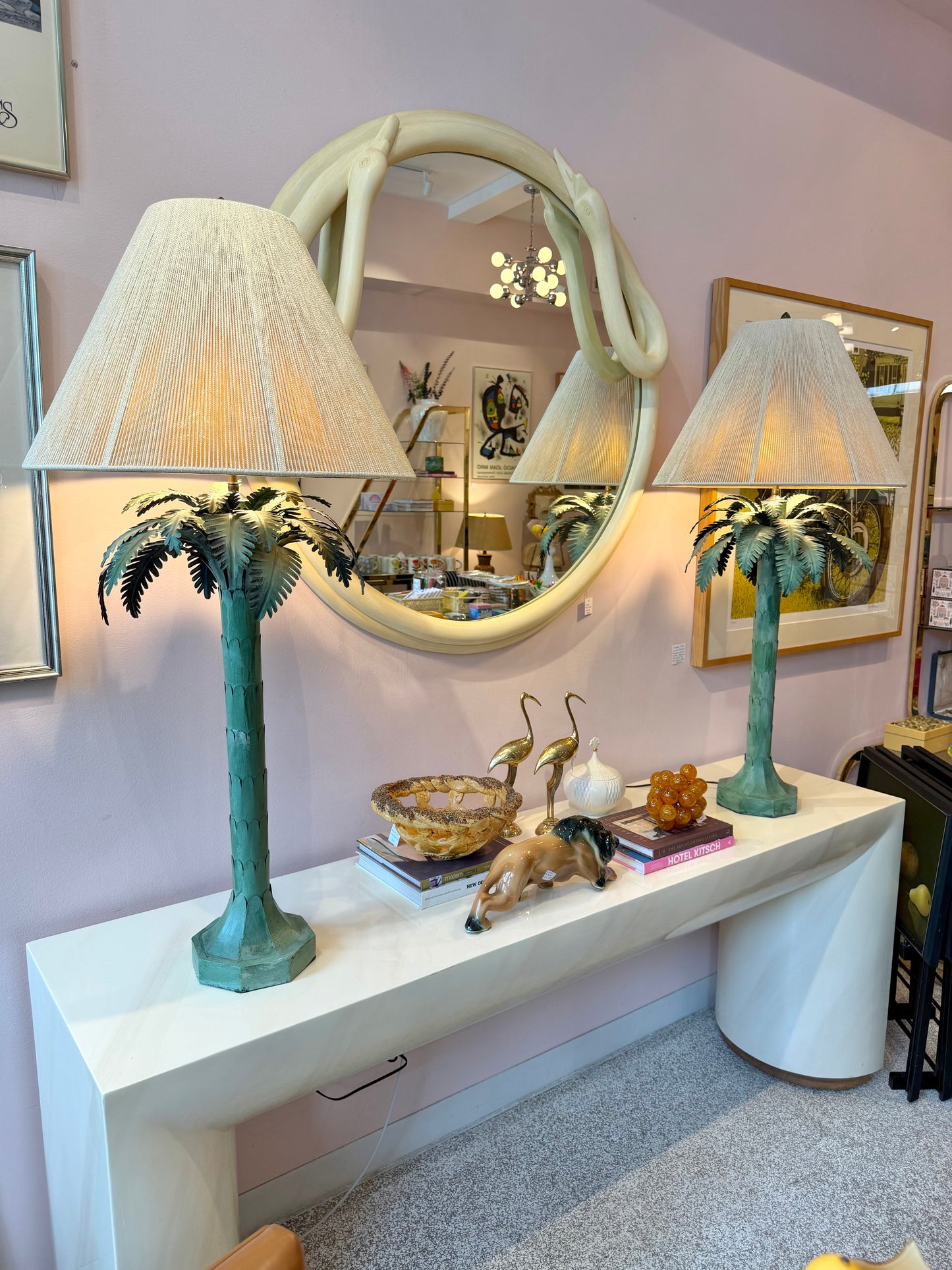 Vintage 1970s Chapman Style Palm Tree Table Lamp/per item