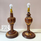 Mid Century Turned Mixed Wood Lamp W/Shade