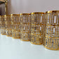 Vintage Set of 6 Imperial Glass Company Highball Glasses in the Gold Shoji Pattern