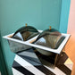 Mid Century White and Gray Lucite 2 Compartment Server