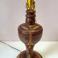 Mid Century Turned Mixed Wood Lamp W/Shade