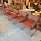 Vintage Set of 4 Milo Baughman '1188' Chrome and Orange Wool Dining Chairs