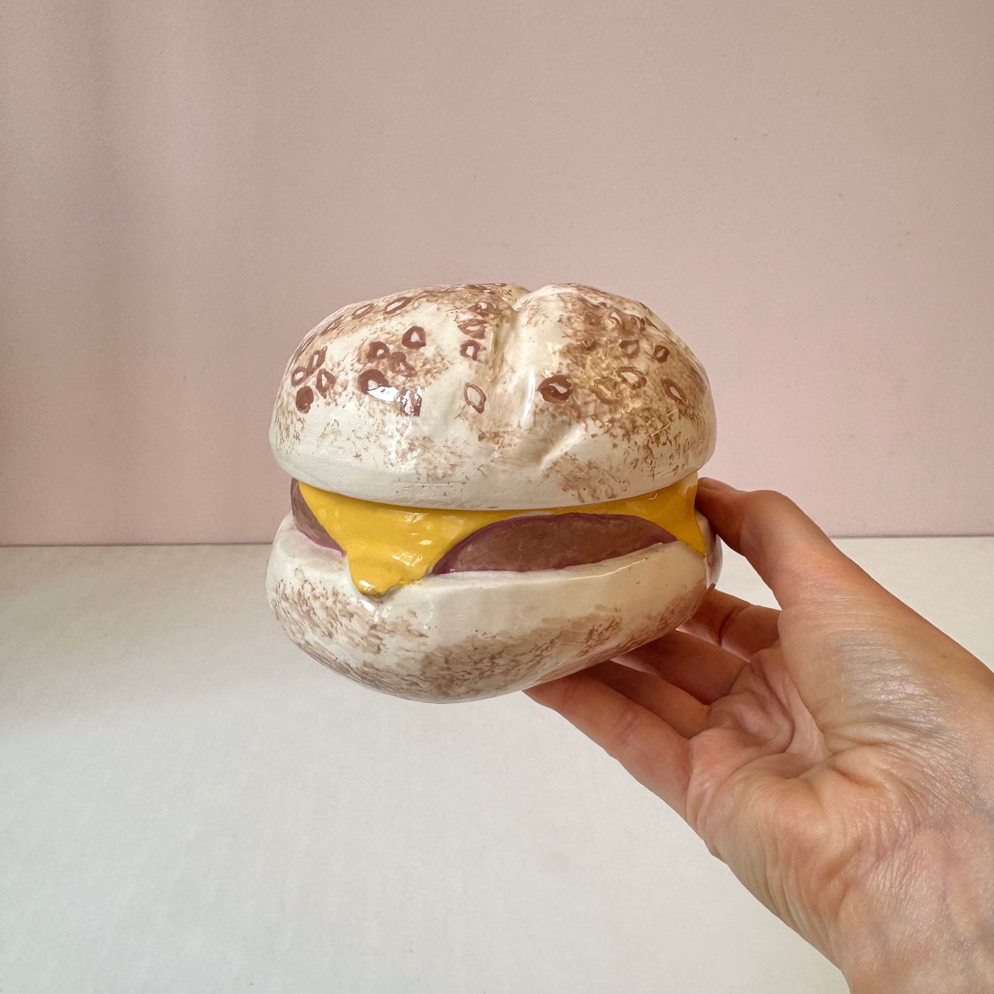 Vintage Ceramic Ham and Cheese on a Roll Box