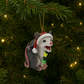 Screaming Opossum Wrapped in Lights Ornament