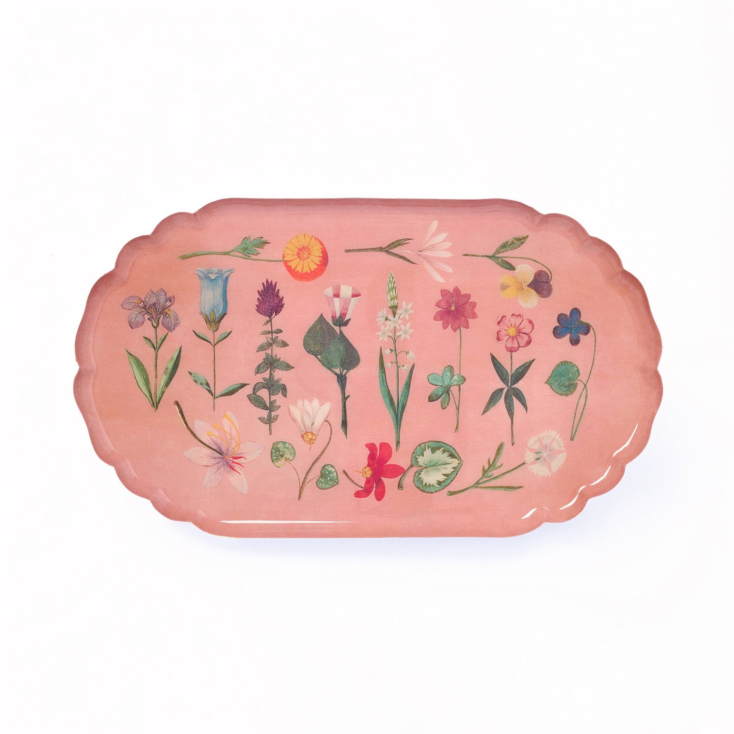 Festival of Flowers Scalloped Enamel Tray by Roomytown London