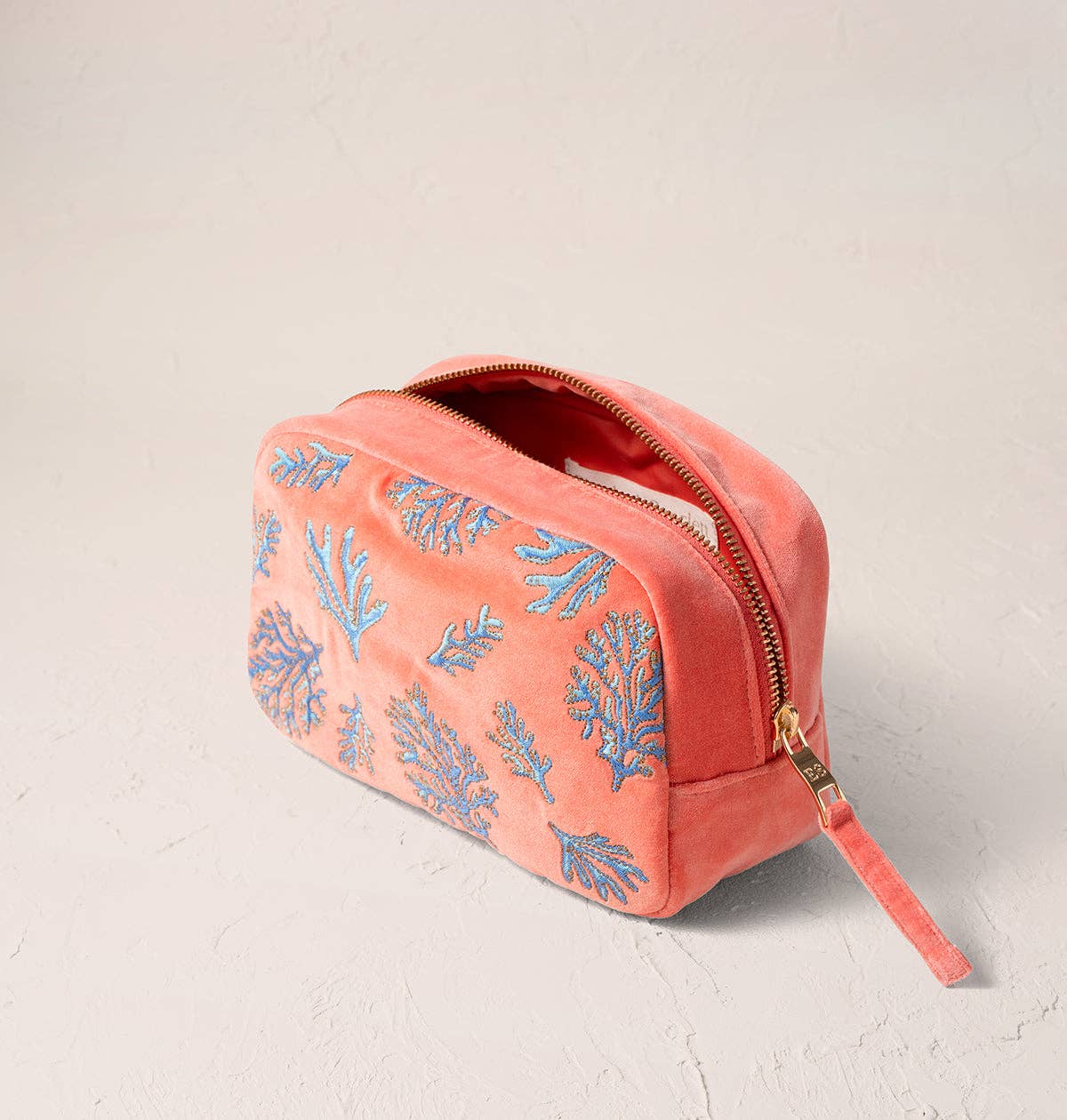 Coral Velvet Makeup Bag by Elizabeth Scarlett