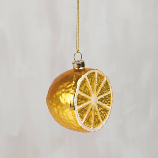 Glass Lemon Half Ornament