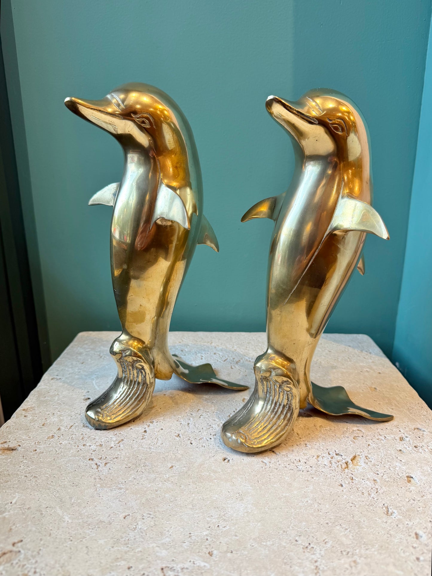 Vintage Brass Dolphin Statue