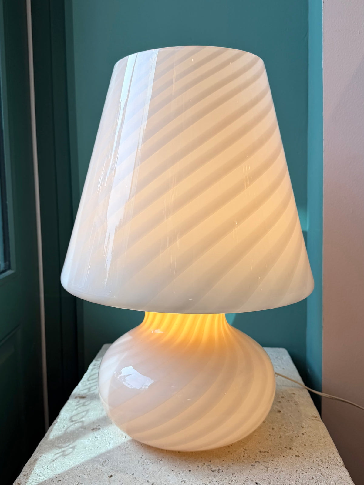 Extra Large Vintage Blush Pink Murano Mushroom Lamp