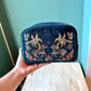 Midnight Blue Wild Zebra Velvet Makeup Bag by Elizabeth Scarlett