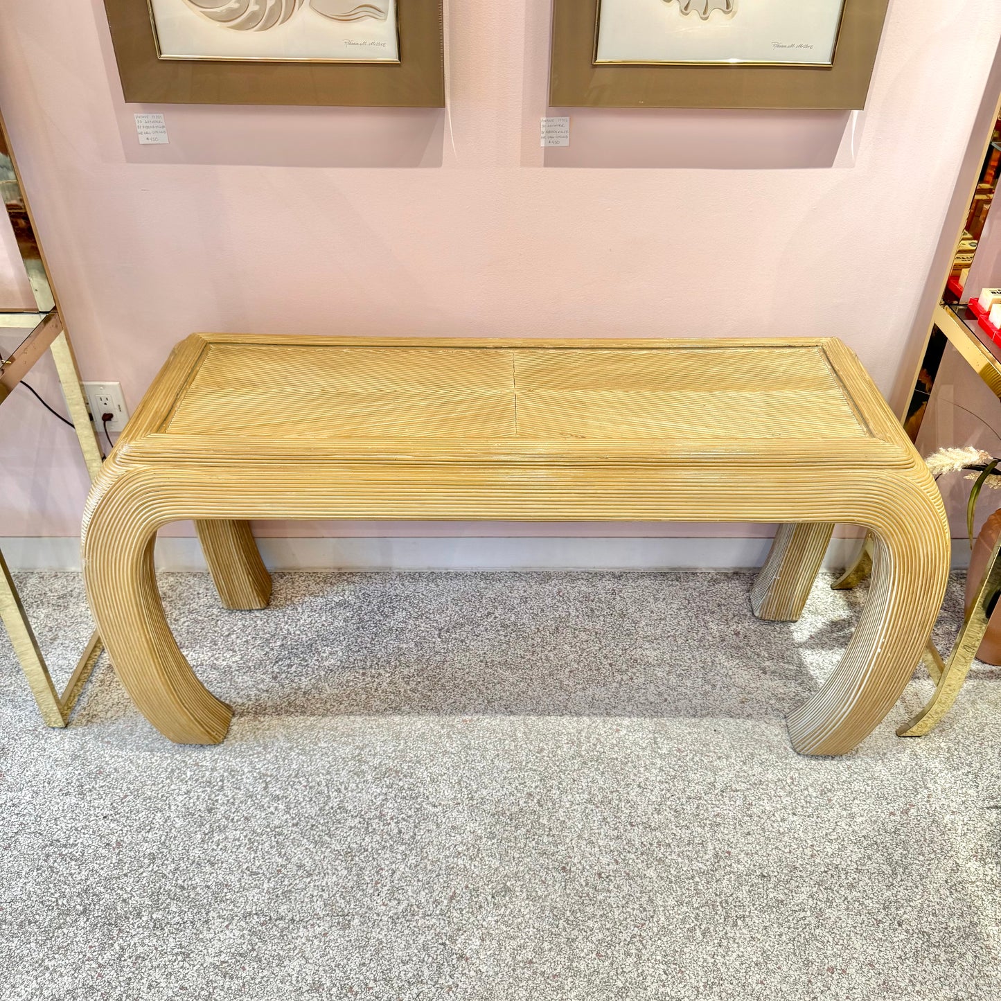 Vintage Curve Legged Pencil Reed Style Console Table