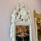 Vintage White Rococo Style Mirror with Carved Maiden Mask Crest