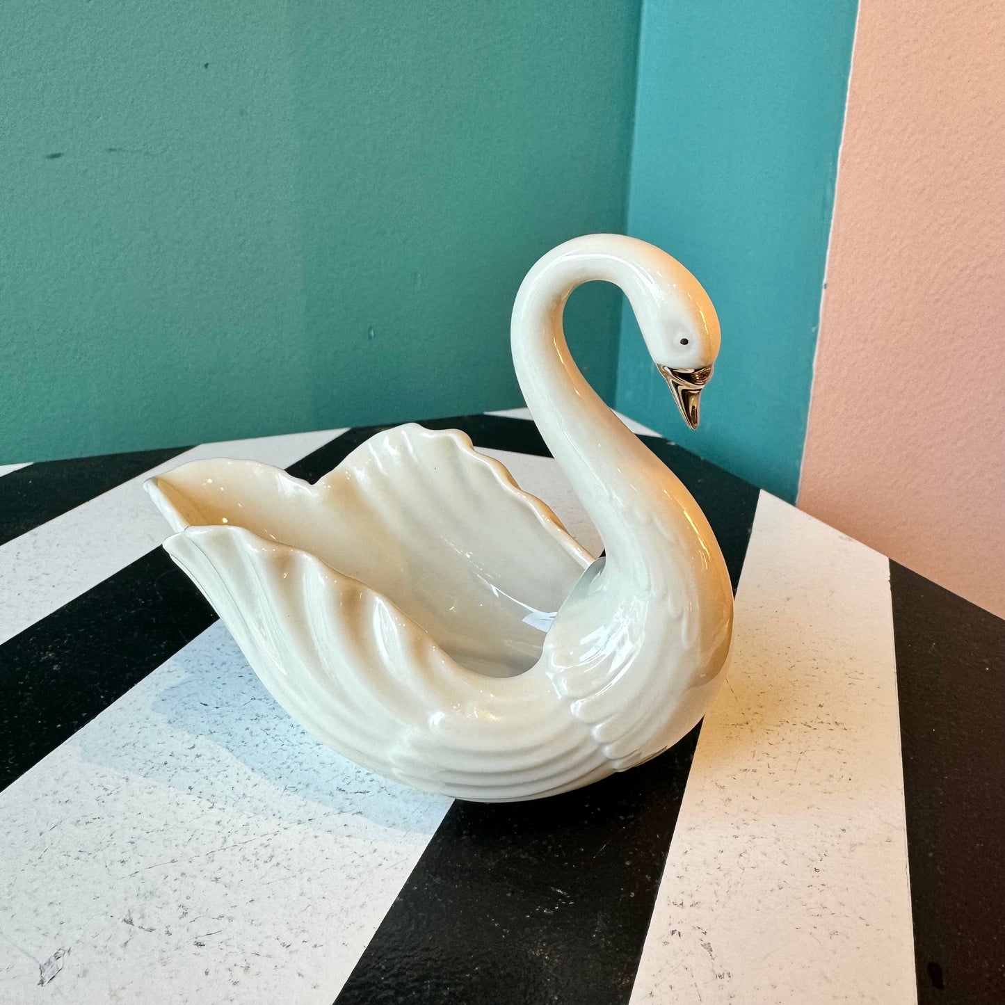 Vintage Porcelain Lenox Swan with Silver Beak