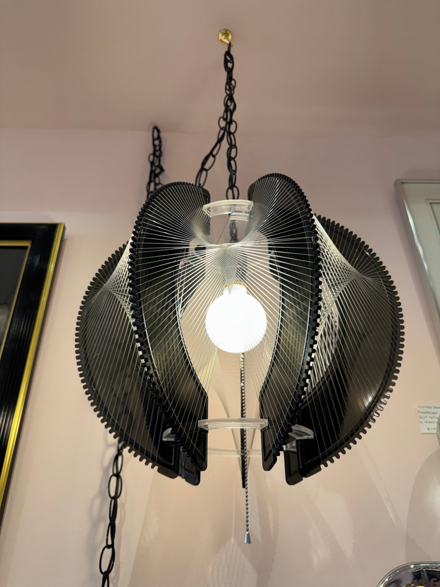 Vintage 1970's "Smokey" Lucite String Art Swag Lamp by Paul Secon for Sompex