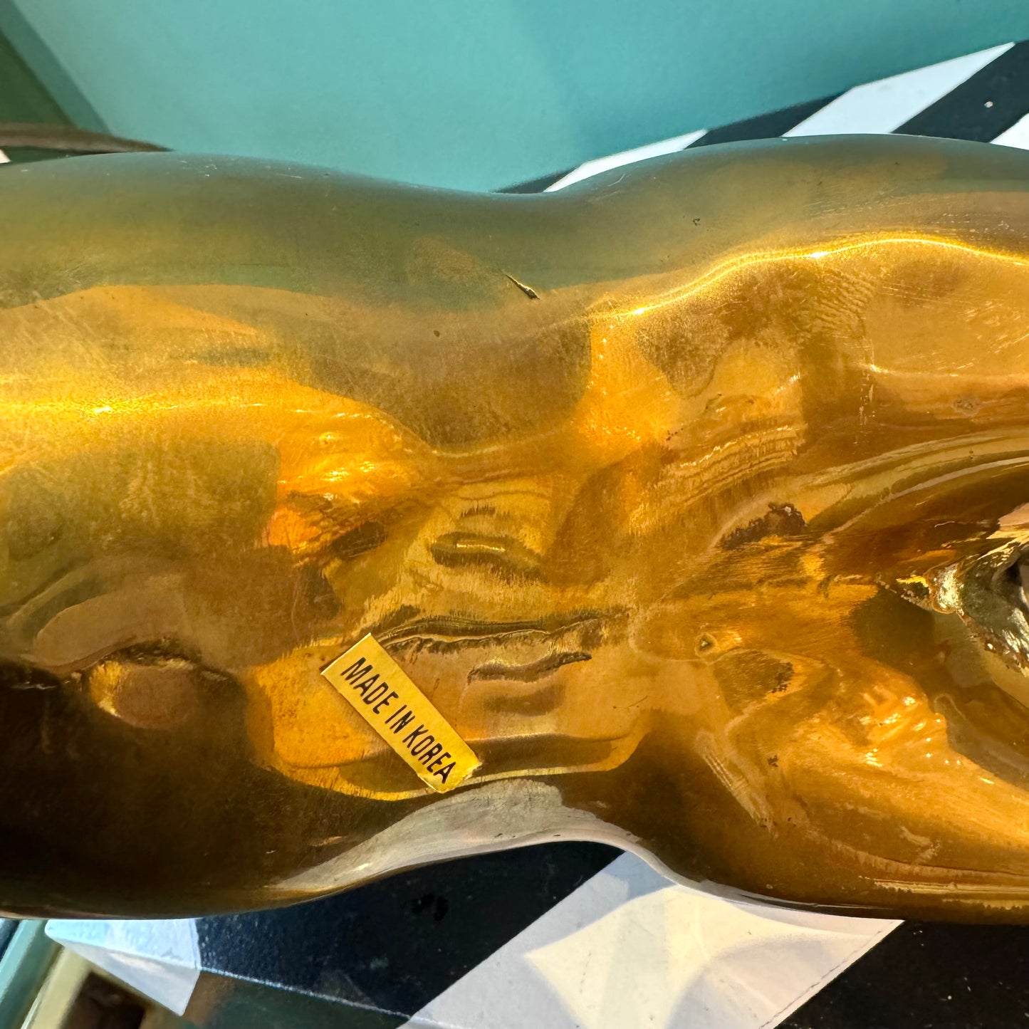 Large Vintage Brass Buck Deer Statue