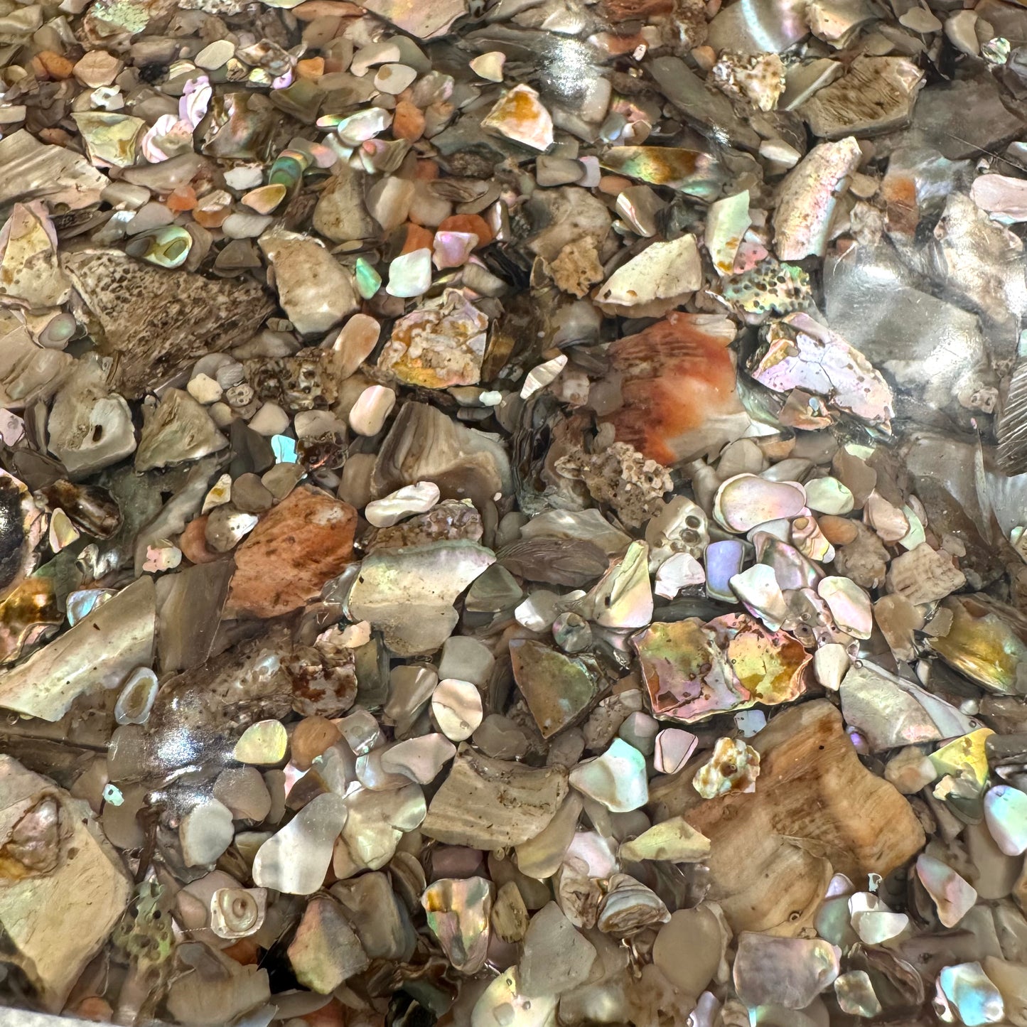 Vintage Abalone Shell Resin and Chrome Circular Dining Table