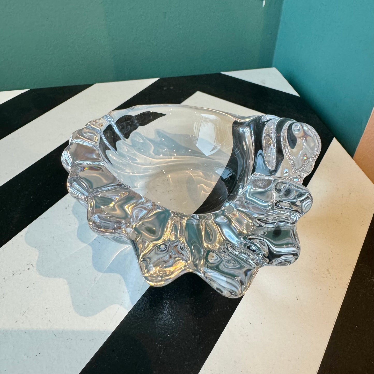 Vintage French Crystal Shell Ring Dish/Catchall by Vannes Crystal