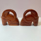 Vintage Mid-Century Pair of Solid Wood Ram Head Bookends