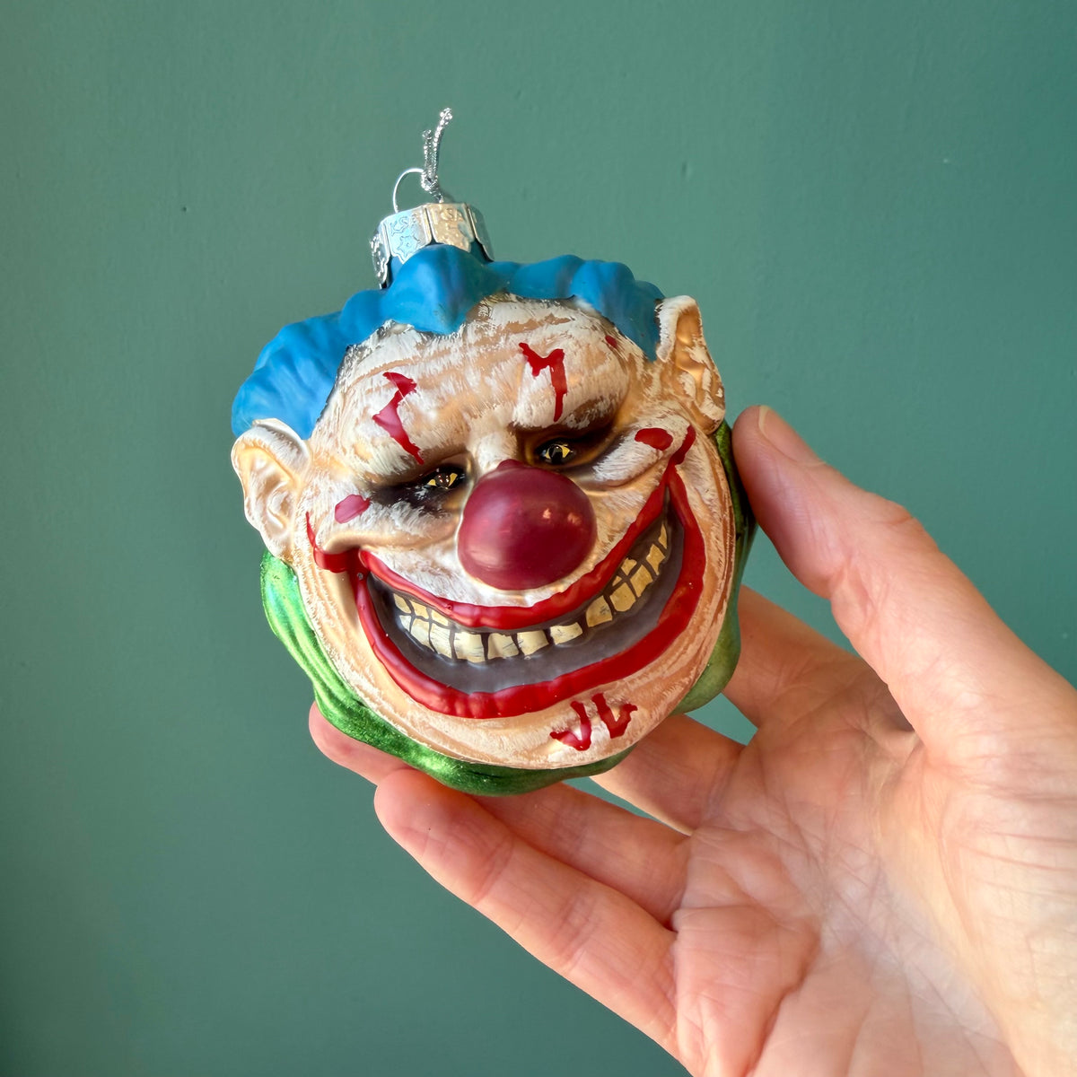Gorenaments "Bubbles" Evil Clown Glass Ornament