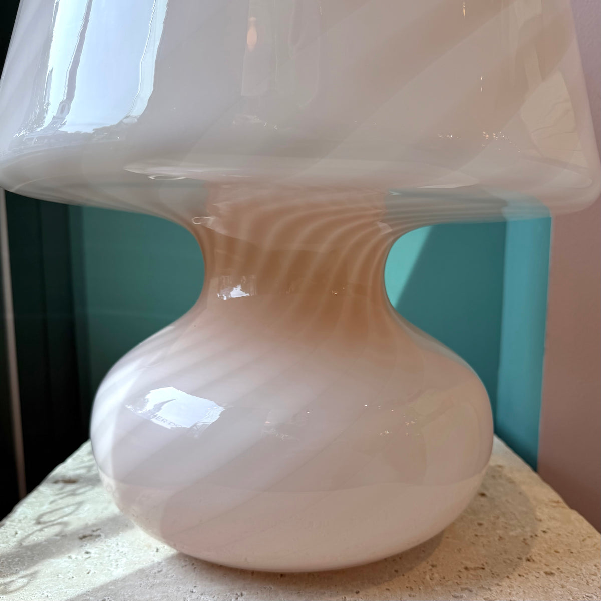 Extra Large Vintage Blush Pink Murano Mushroom Lamp
