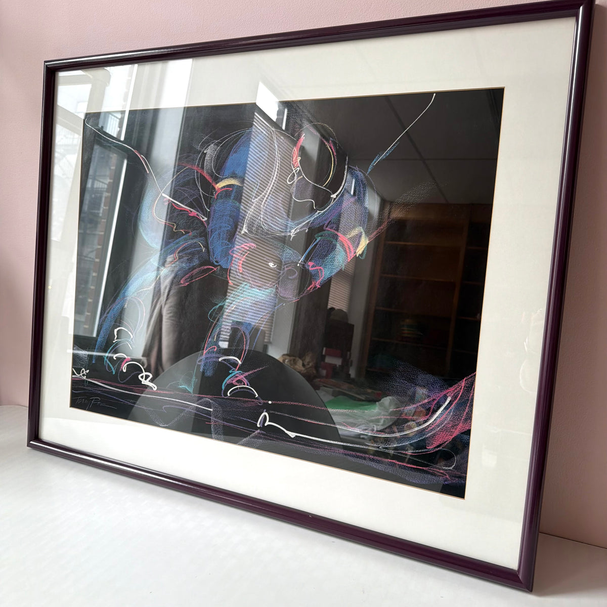 Vintage Framed 1980's "America's Downhill" Art Poster by Terry Rose