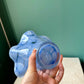 Vintage Krosno Józefina Poland Blue Swirl Ruffled Art Glass Bowl/Vase