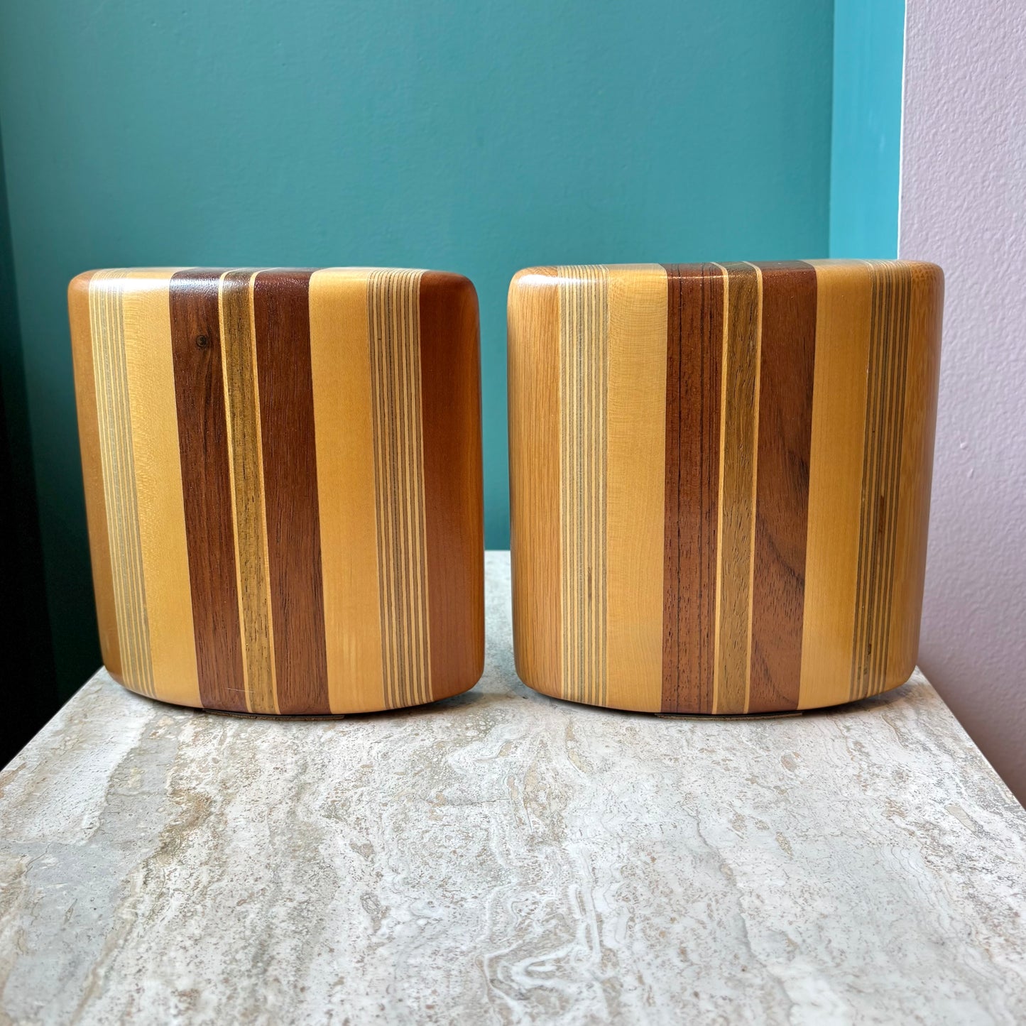 Mid Century Pair of Wood Block Bookends