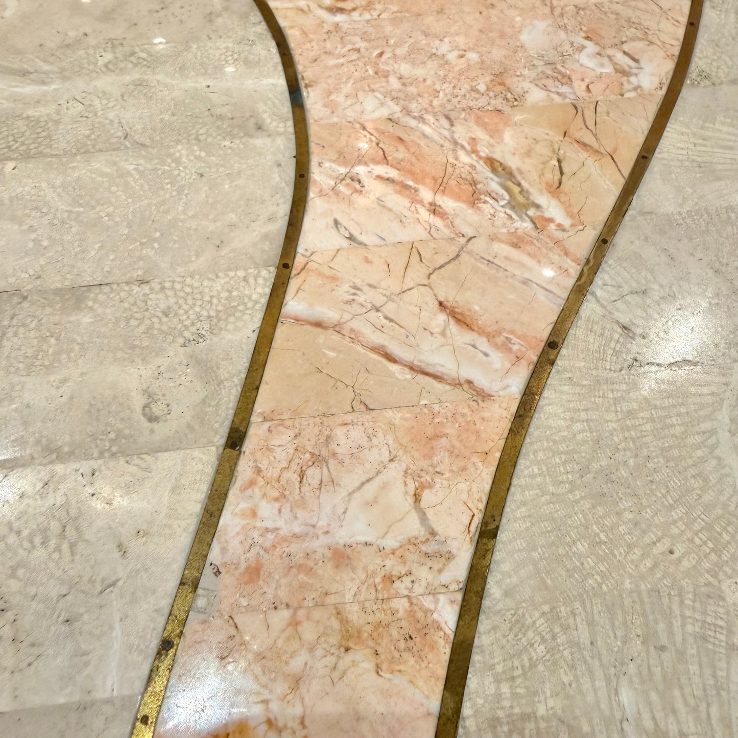 Vintage Tessellated Travertine Side Table by Casa Bique