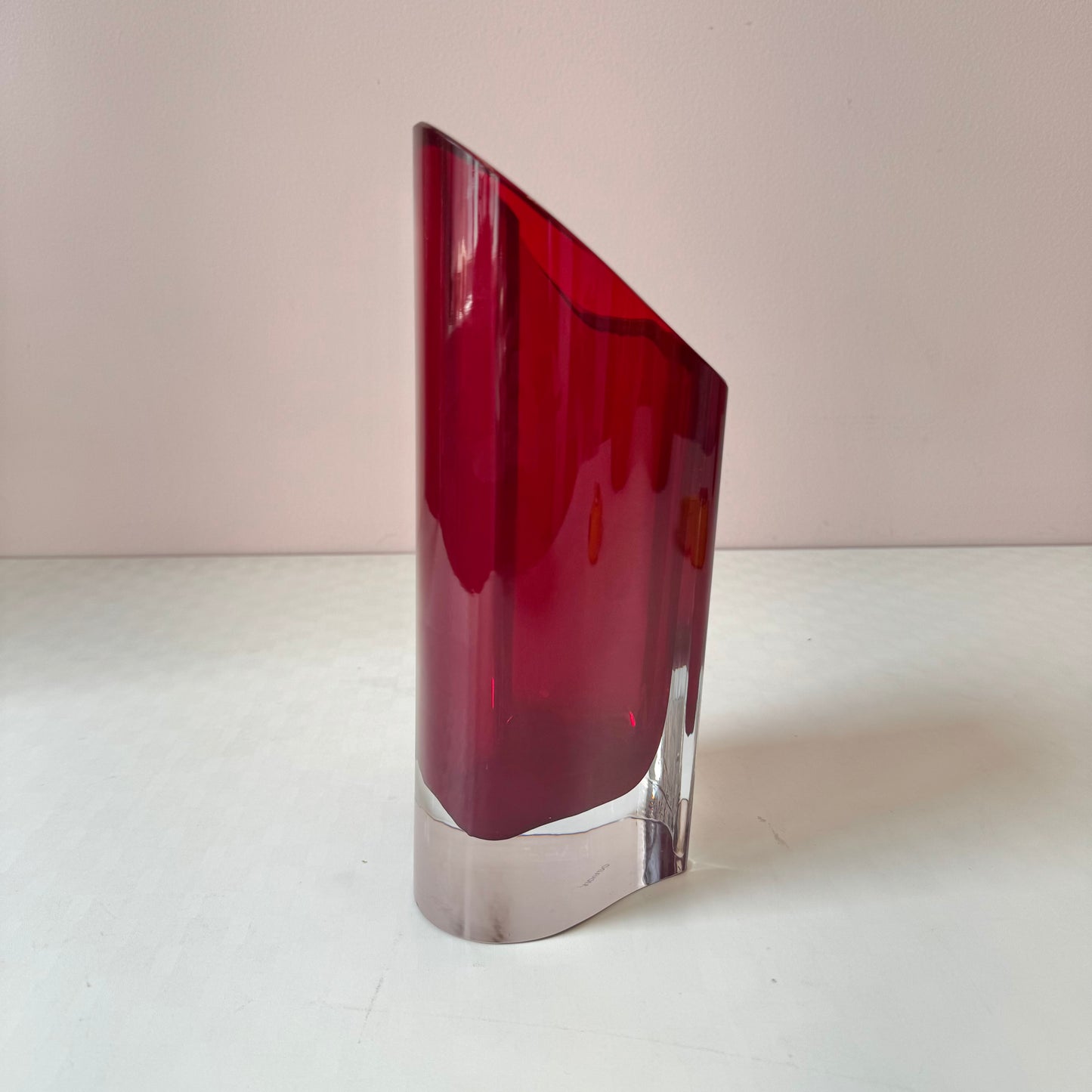 Vintage Crystal Red Heart Vase by Movado