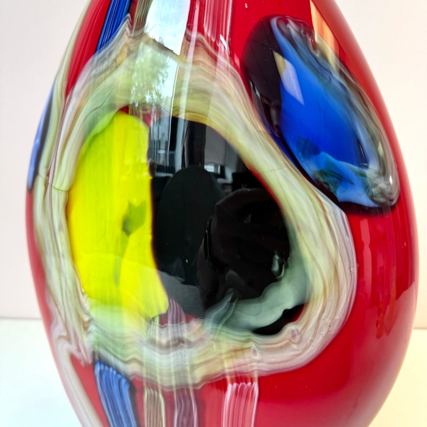 Vintage Large Multicolor Handblown Murano Glass Vase Attributed to Salvadore Studio