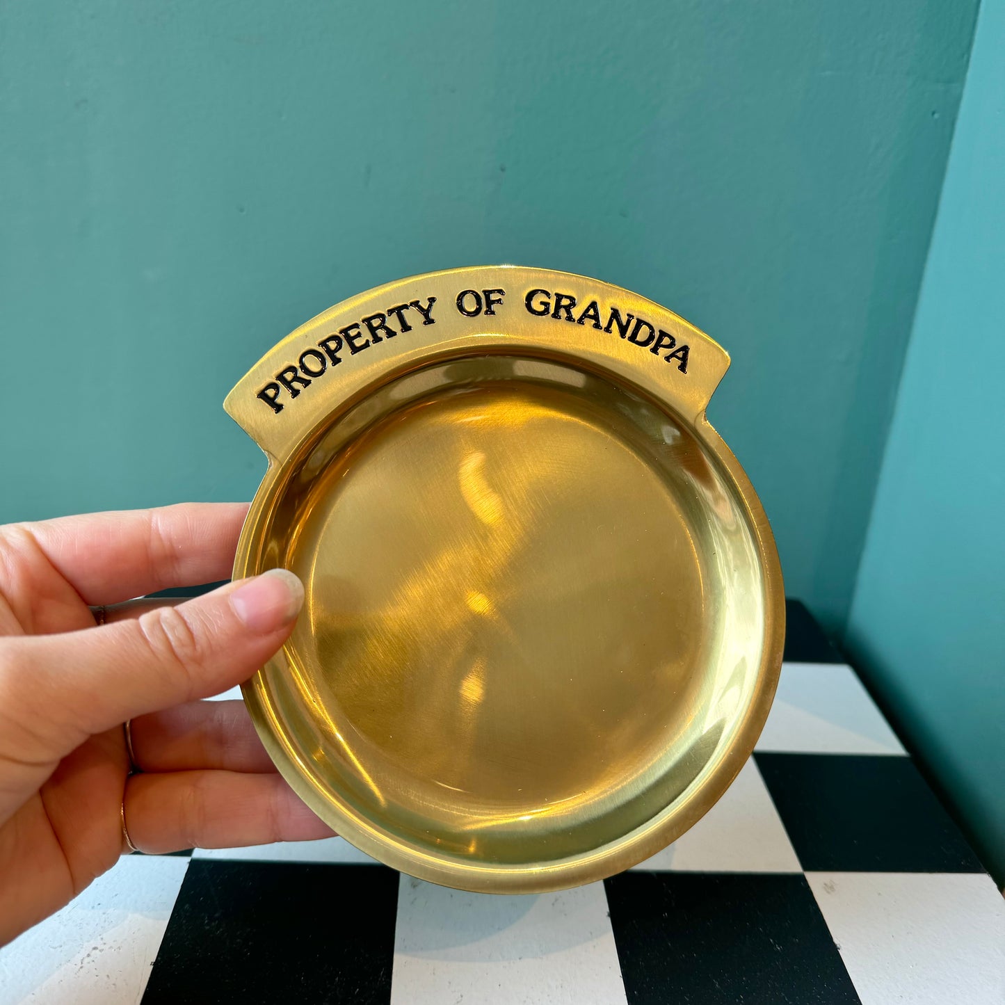Vintage Brass ‘Property of Grandpa’ Catchall Dish