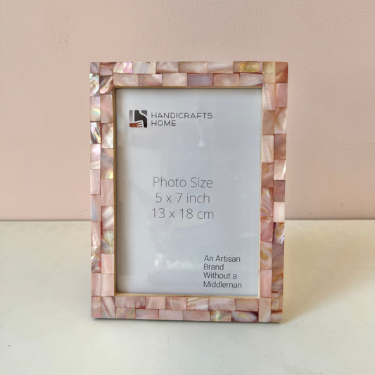 Mother of Pearl Pink Picture Frame: 5"x7"