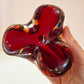 Vintage Deep Red Murano Style Glass Catchall Dish