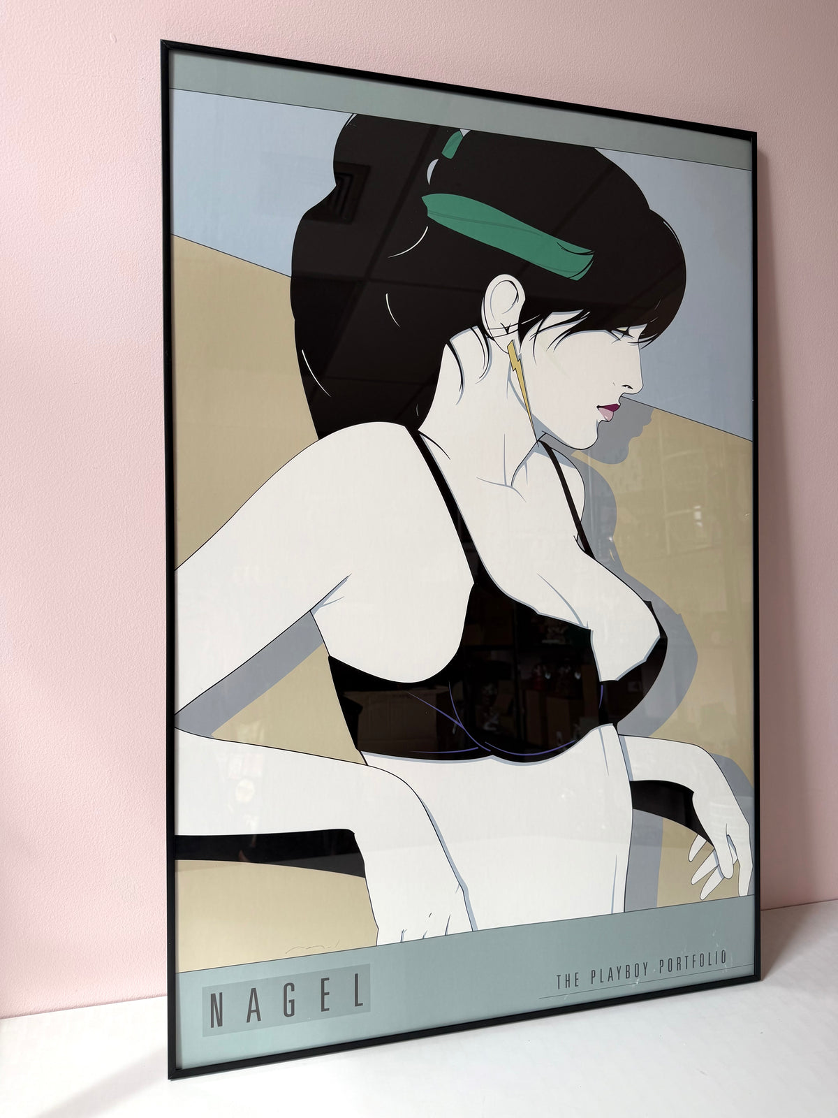 Vintage Framed "The Playboy Portfolio" Serigraph Print by Patrick Nagel