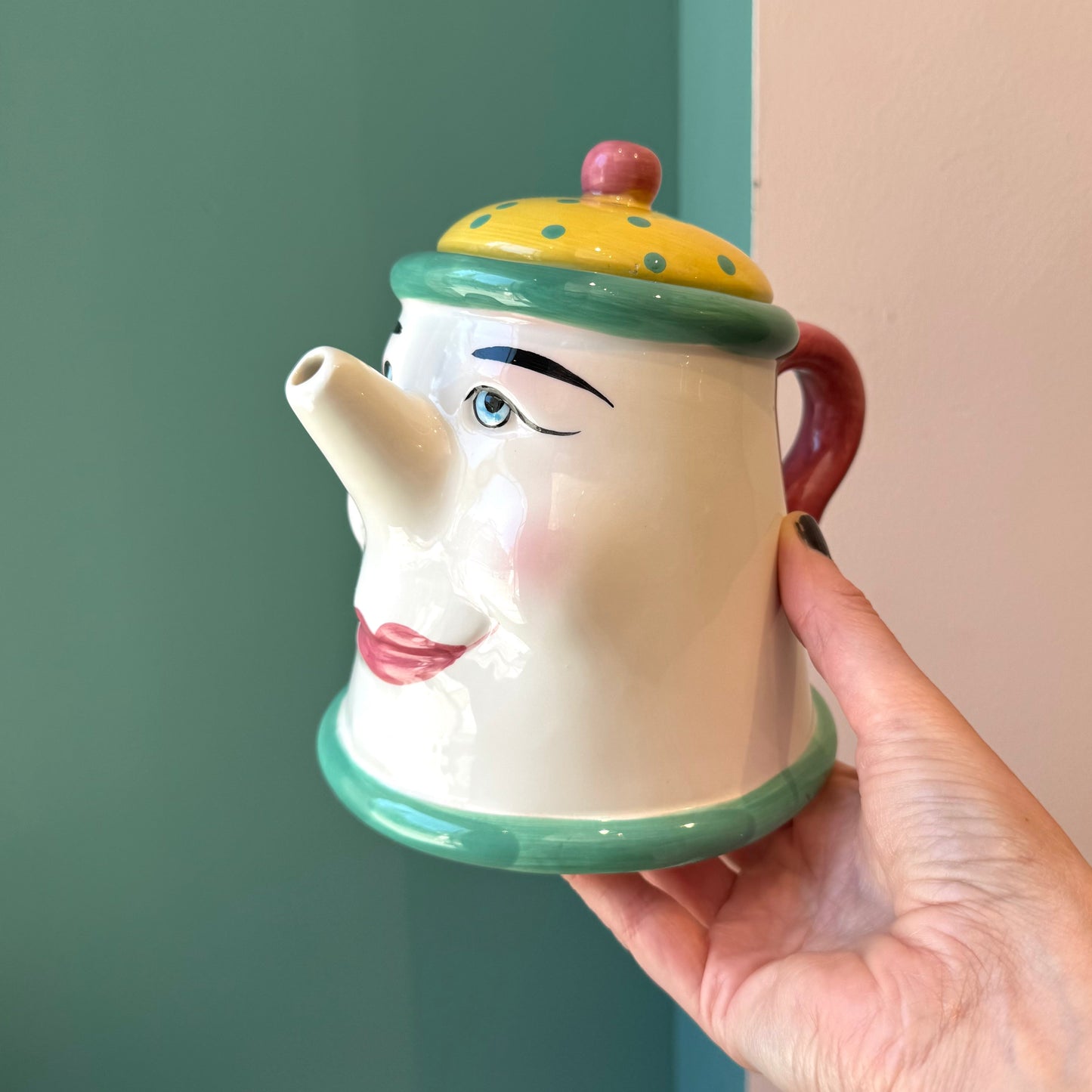 Vintage 5 Piece Tea Set “Coffee Break” by Clay Art San Francisco, Dated 1993