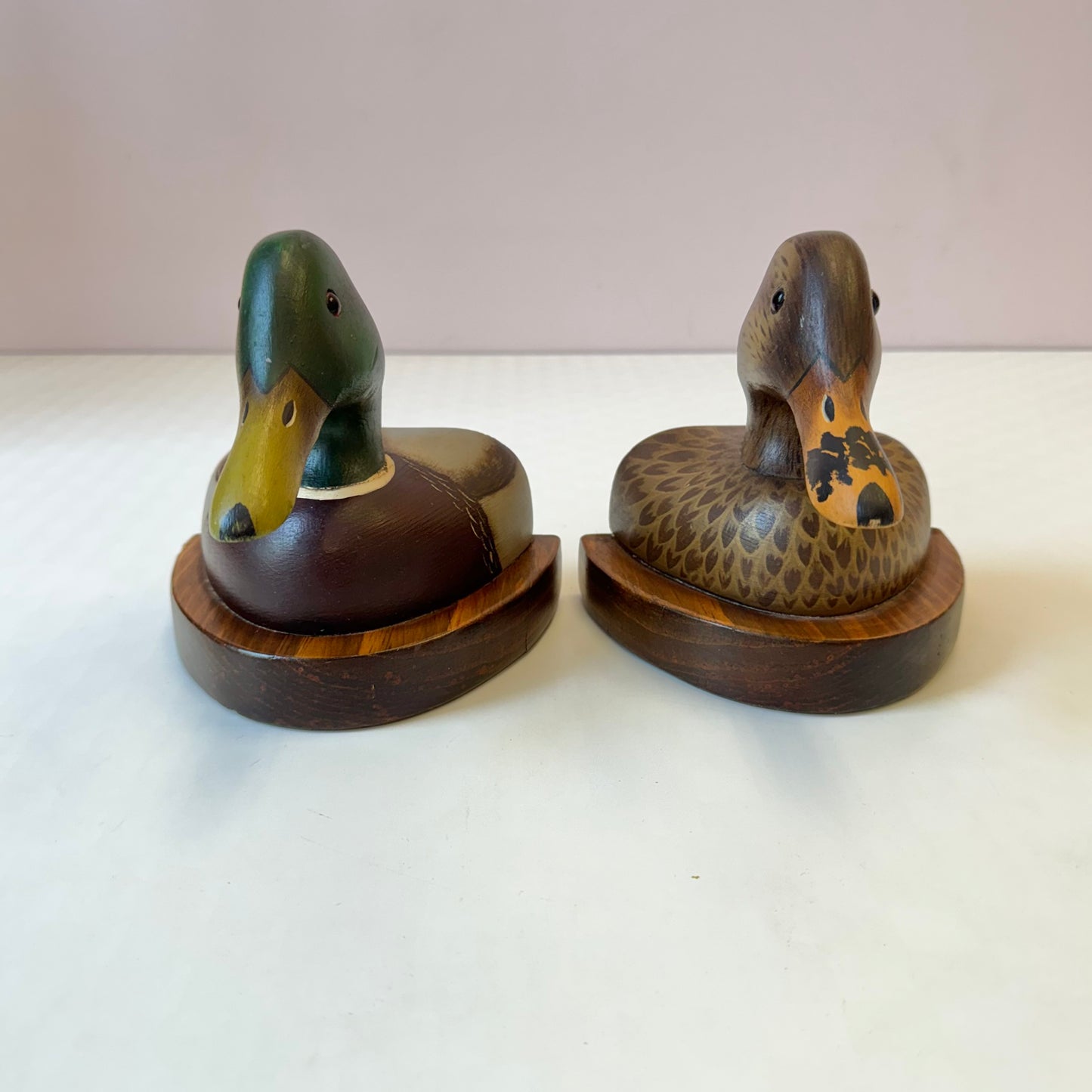 Vintage Set of 1979 Wooden Mallard Duck Bookends