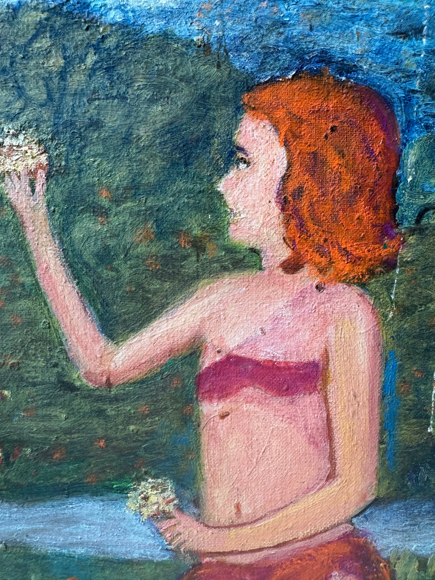 Vintage Original Framed “Couple by a Riverbank 2” Artwork