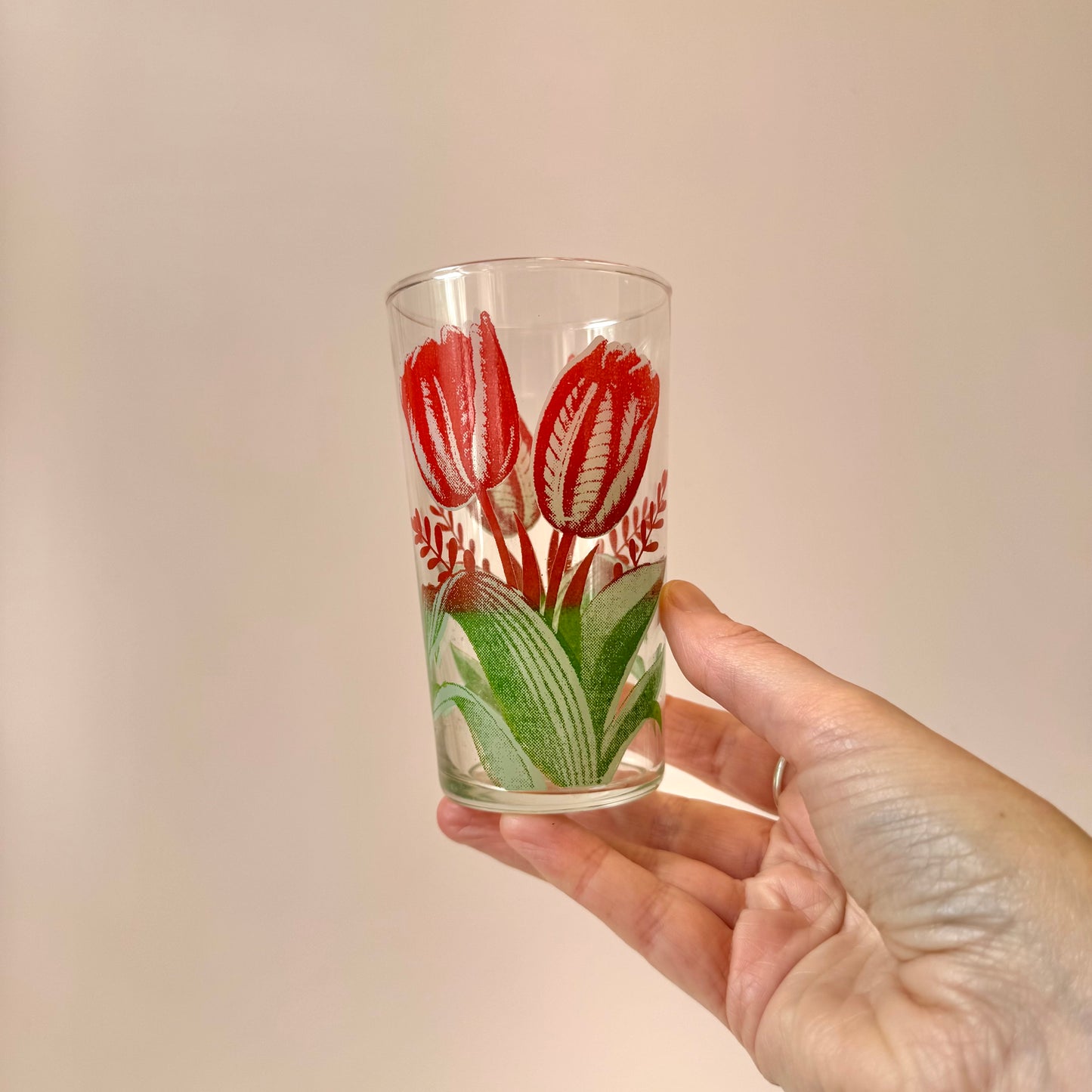 Vintage Set of 4 Mid-Century Flower Glasses