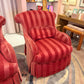 Vintage Raspberry Red Regency Style Striped Lounge Armchair by Lexington Furniture /item